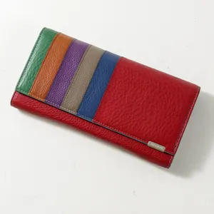 HASSION 사용자 정의 패션 새로운 디자인 큰 용량 색상 긴 클러치 지갑 버튼 가죽 여성 지갑 카드 소지자 지갑