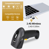 Lecteur de codes-barres portable, scanner de codes-barres BT USB 2.4GHz sans fil, lecteur de codes-barres 1D/2D, scanner de codes QR automatique, pistolet de numérisation de codes