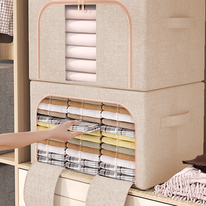 صندوق تخزين قماشي قابل للطي، سعة كبيرة لتخزين الملابس والأثاث المنزلي وألعاب الأطفال وتنظيم الأحذية - Product Image 2