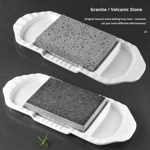 Plancha <span class=keywords><strong>de</strong></span> <span class=keywords><strong>Piedra</strong></span> Volcánica para <span class=keywords><strong>Asar</strong></span> Filetes, Resistente al Calor, con Revestimiento Cerámico para Uso en Restaurantes, para Filetes a la Parrilla, Carne Asada - Product Image 3