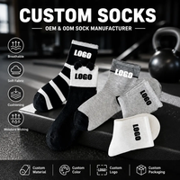 Chaussettes de sport mi-mollet en coton tricoté 100 % avec logo personnalisé pour hommes et femmes, respirantes, pour la gym et l'entraînement
