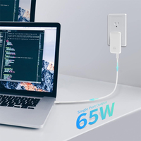 Chargeur mural plat à double port avec prise US EU UK, pliable, 65W, chargeur Gan pour chargeurs iphone, chargeur rapide, Macbook, Oplader