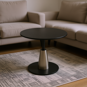 Tavolino da caffè 50 H50 cm con piano in laminato nero, struttura in metallo, mobili da soggiorno moderni e minimalisti, durevoli - Product Image 2