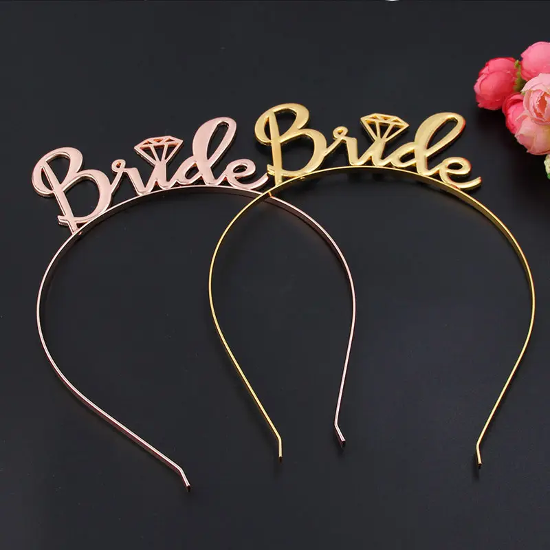 Bridal Headband Fashion Alloy Bride Letter Crowns Bridal Shower Decor Female Korean Trend Headband Hair Accessories