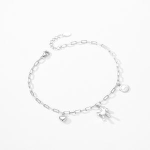 Pulsera de Cadena Chapada en Oro Blanco con Caballo de Madera Adorable de Plata de Ley S925 para Mujer, Regalo de Aniversario, Versión de Cobre Personalizable - Product Image 3