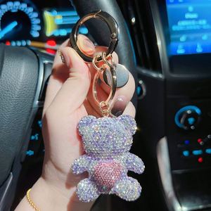 2024 New Luxury Bling Diamond Crystal Rhinestone Bear Car Keychain - Cute Metal <b>Key</b> <b>Ring</b> Charm for Girls - Product Image 6