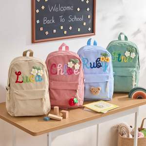 Sac à dos personnalisé brodé pour enfants, sac d'école en velours côtelé personnalisé avec nom, cadeaux de rentrée scolaire pour filles et garçons - Product Image 4