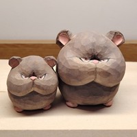 Holzfigur Hamster Massivholz Geschnitzte Niedliche Wütende Maus Statue Desktop Heimdekoration Ornament Tierkreiszeichen Geschenk für Schreibtisch Regal