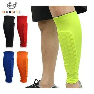 Huasite personalizado neopreno pantorrilla manga de compresión soporte deporte fútbol pierna protección almohadillas panal espinilleras