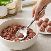 Sendok Bakso Stainless Steel 304 dengan Gagang, Sendok Peras Manual untuk Dapur Rumah