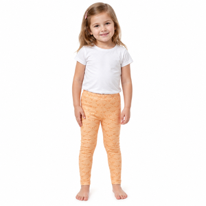 <span class=keywords><strong>Leggings</strong></span> per Bambine con Stampa Cuori <span class=keywords><strong>Arancioni</strong></span>, Elastico in Vita, Tessuto Morbido in Cotone per Uso Quotidiano - Product Image 4