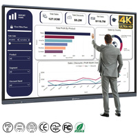 Papan Tulis Interaktif Pintar 75 Inci dengan Layar Anti Silau 4K Multi Touch untuk Penggunaan Sekolah, Papan Digital Panel Datar Interaktif
