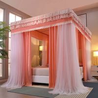 Moustiquaire carrée quatre saisons avec cadre, rideau de lit romantique ombrageant, baldaquin, rideau de lit à trois portes R2277