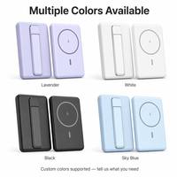 Cargador Inalámbrico Magnético Ultrafino de 10000mAh con Soporte de Plástico y Cordón, Batería Externa Compacta con Acabado Pintado para Carga Rápida 3C