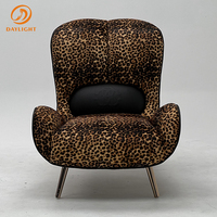 Fauteuil simple capitonné moderne et confortable, imprimé léopard, sur mesure pour salon – Ensemble de chaises de loisirs pour mobilier de salon