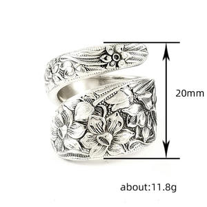 Anello Floreale in Argento H286, Gioiello Vintage Unisex per Uso Quotidiano, Regalo di Moda - Product Image 4