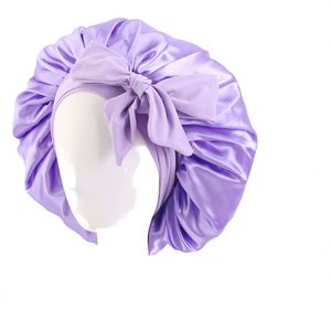 Gorro de Dormir de Satén para Mujer, Aspecto de Seda, Doble Capa, Cinta para Atar de 35 cm de Diámetro, para Cabello Rizado, Moda para las Cuatro Estaciones - Product Image 2