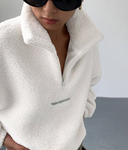 Pullover femminile ricamato da <span class=keywords><strong>donna</strong></span> giacca in pile Sherpa 2023 <span class=keywords><strong>felpa</strong></span> invernale <span class=keywords><strong>felpa</strong></span> con cerniera morbida e morbida - Product Image 3