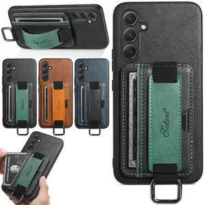 Voor Samsung Galaxy A13 A14 A34 A53 A54 5G A24 4G Hoesje Pu Lederen Portemonnee Flip Cover Standaard Met Polsband Creditcards Pocket