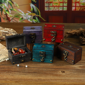 Mystic Arts Vintage Wooden <b>Storage</b> <b>Box</b> Multi Color <b>Lockable</b> Jewelry <b>Box</b> Decorative Craft Photography Prop Home Decoration - Product Image 1