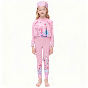 <span class=keywords><strong>Maillot</strong></span> de <span class=keywords><strong>bain</strong></span> à flottabilité imprimé dessin animé personnalisé pour enfants <span class=keywords><strong>maillot</strong></span> de <span class=keywords><strong>bain</strong></span> une pièce à manches longues pour filles <span class=keywords><strong>maillot</strong></span> de <span class=keywords><strong>bain</strong></span> flottant à séchage rapide avec bonnet - Product Image 3