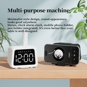 Reloj Despertador Digital LED con Altavoz, Luz Nocturna RGB, Pantalla Grande, <span class=keywords><strong>Alarma</strong></span> Doble, Diseño con Soporte para Teléfono y Bolígrafo - Product Image 3