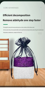 Boule <span class=keywords><strong>de</strong></span> purification rapide à la nanotechnologie noire et violette pour éliminer le formaldéhyde, permanganate <span class=keywords><strong>de</strong></span> <span class=keywords><strong>potassium</strong></span>, <span class=keywords><strong>oxyde</strong></span> d'aluminium pour la maison - Product Image 2