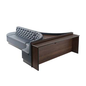 Juego de sofá de bolera Seccional de esquina de lujo ligero, asiento de cabina de <span class=keywords><strong>restaurante</strong></span> con botones de cuero azul - Product Image 4