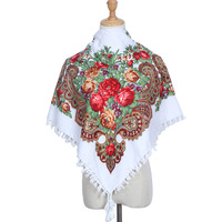 2025 Style ethnique femmes printemps été musulman respirant Floral cadeau foulard châle Vintage imprimer 90cm petit foulard carré