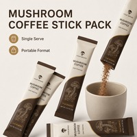 Emballage personnalisé pour sachets de café aux champignons, haute barrière, scellage 3 côtés, sachets individuels, taille personnalisée, impression OEM