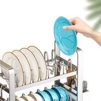 Étagère de rangement multifonctionnelle rectangulaire en acier inoxydable YOTO pour vaisselle, égouttoir multi-niveaux pour comptoir