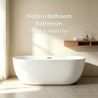 Baignoire autoportante ovale en acrylique à pieds de chaise de 59 pouces, moderne, avec chauffage à température constante, idéale pour appartement, hôtel, intérieur
