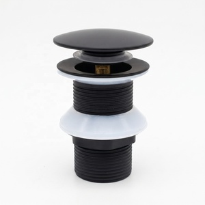 Bonde de lavabo moderne en laiton noir mat à ouverture par pression, avec système de vidange Click-Clack sans fente, pour salle de bain de luxe - Product Image 1
