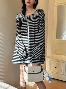 Carefully Selected 2025 Spring New Korean Style Anti-Wrinkle Luxury Patchwork <b>Cardigan</b> <b>Women</b> Loose Fit Mandarin Collar Knee - Product Image 1