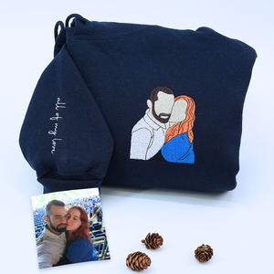 Sudadera o Sudadera con capucha bordada personalizada con imágenes en 3D regalo de invierno para parejas casadas con insignia decoración con lentejuelas - Product Image 4