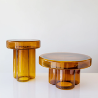 Table basse en verre 22'' 15'' 55cm 38cm, table d'appoint, lot de 2 pièces, diamètre 550*300mm, diamètre 380*450mm, table à manger ronde 550mm 380mm