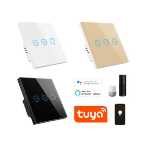 Tuya wifi dimmer switch glass touch white black color smart dimmer switch eu uk standard