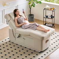 Table de massage électrique de luxe en PVC beige à 2 moteurs pour salon de beauté, chaise de spa facial – Offre spéciale