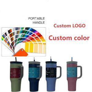 Customized Logo 40oz Double Wall Stainless Steel Vacuum <b>Insulated</b> Travel <b>Mug</b> with Leakproof Handle Lid for Coffee and Car Use - Product Image 2