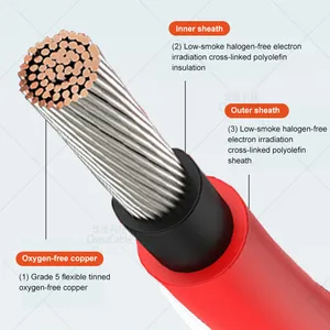 TUV Approval XLPE Insulated Tinned Copper Solar Wire 2.5MM 4MM 6MM 10MM 16MM 35MM PV Cable Solar DC Panel Power Cable