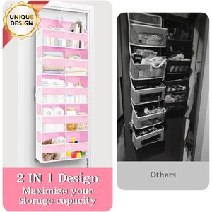 Organisateur rose à suspendre derrière la porte, 10 compartiments, type crochet, pour vêtements, produits pour bébés, rangement mural pour l'organisation - Product Image 2