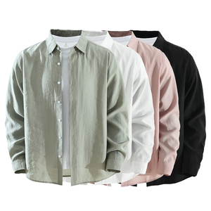 Chemise décontractée ample pour <span class=keywords><strong>homme</strong></span>, disponible en OEM, chemise boutonnée respirante à manches longues, <span class=keywords><strong>surchemise</strong></span> pour superposition quotidienne, vente en gros - Product Image 2