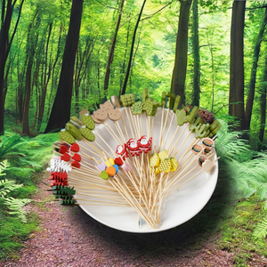 Bộ 100 dĩa trái cây dùng một lần 12cm xiên que tre tự nhiên và đồ trang trí bánh sandwich làm bằng kim loại - Product Image 3