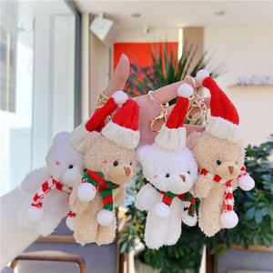 Joli ours en peluche de Noël, pendentif de sac, ornement suspendu pour la décoration de la veille de Noël, porte-clés <span class=keywords><strong>Petit</strong></span> <span class=keywords><strong>Chaperon</strong></span> <span class=keywords><strong>Rouge</strong></span> - Product Image 2