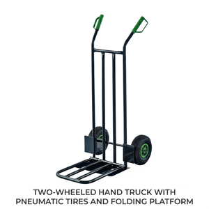 Green Steel Hand Cart 2 Wheel <b>Platform</b> <b>Trolley</b> Durable Industrial Utility Dolly for Moving Warehouse Transport - Product Image 2