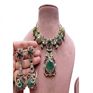 Conjunto de Collar y Aretes de Moissanita Chapados en Oro de Latón de Primera Calidad para Mujer, Regalo de Boda, Colección para Fiestas - Product Image 2