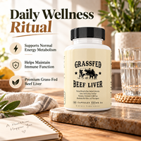 Capsules de foie de bœuf nourri à l'herbe OEM 500mg 180 unités Foie de bœuf déshydraté naturel Complément alimentaire pour adultes
