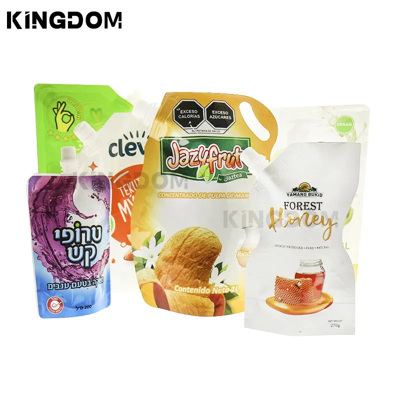 Custom printed drink food grade plastic liquid spout pouch for mango juice