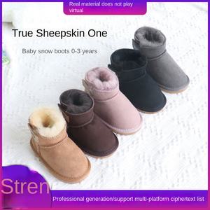 Nouvelles <span class=keywords><strong>bottes</strong></span> de neige décontractées pour enfants <span class=keywords><strong>en</strong></span> peau de mouton, à velcro, chaudes pour l'hiver, antidérapantes, chaussures pour tout-petits, pantoufles chaudes pour la maison - Product Image 4
