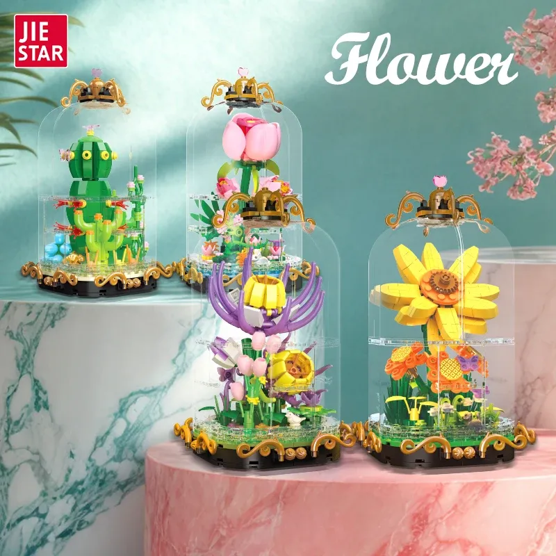 Jie Star JJ9084-9087 Flower Bouquet Building Set - Creative